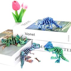 4Pcs 3D Printed Dinosaur Bones,Articulated T-Rex Skeletons, 3D Printed Tricer…