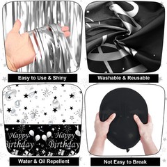 Black and Silver Decorations for Men Boys Girls, 85PCS White Black and Silver…