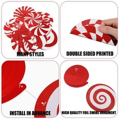Christmas Candy Hanging Swirls Red White Peppermint Ceiling Decor 60 PCS