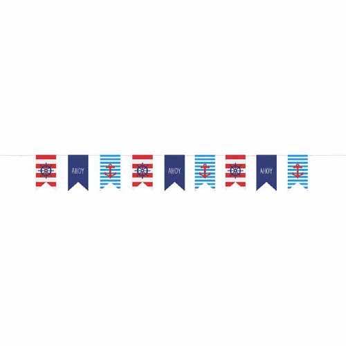 SUMMER Nautical Anchors Aweigh CANVAS BANNER ~ Birthday Party Supplies Ocean Sea