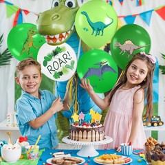 Dinosaur Balloons, 12 Inch Fruit Lime Dark Green White Confetti Balloons with…