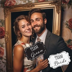 Wedding Photo Booth Props With 8 X 10inch Sign 45 Adhesive Pads 35 Wooden Sticks