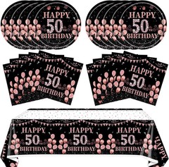 41Pcs 50Th Birthday Decorations for Women,Rose Gold Black 1976 Party Supplies Ki