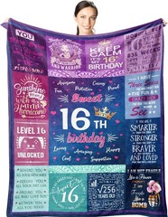 Cozy 16th Birthday Blanket – Ideal Fleece Gift for Girls, Lightweight & Compact