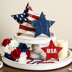 4Th of July Decorations,Red White Blue Patriotic Star Freedom Tabletop Gift 4Pcs