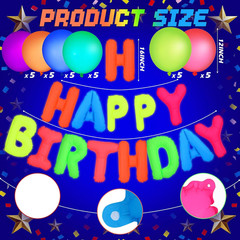 43 Pcs Neon Birthday Party Decorations Glow in the Dark Party Supplies Happy Bir