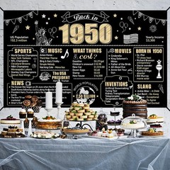 Large 75th Birthday Banner Backdrop Decorations for Men Women, Back in 1950 H…