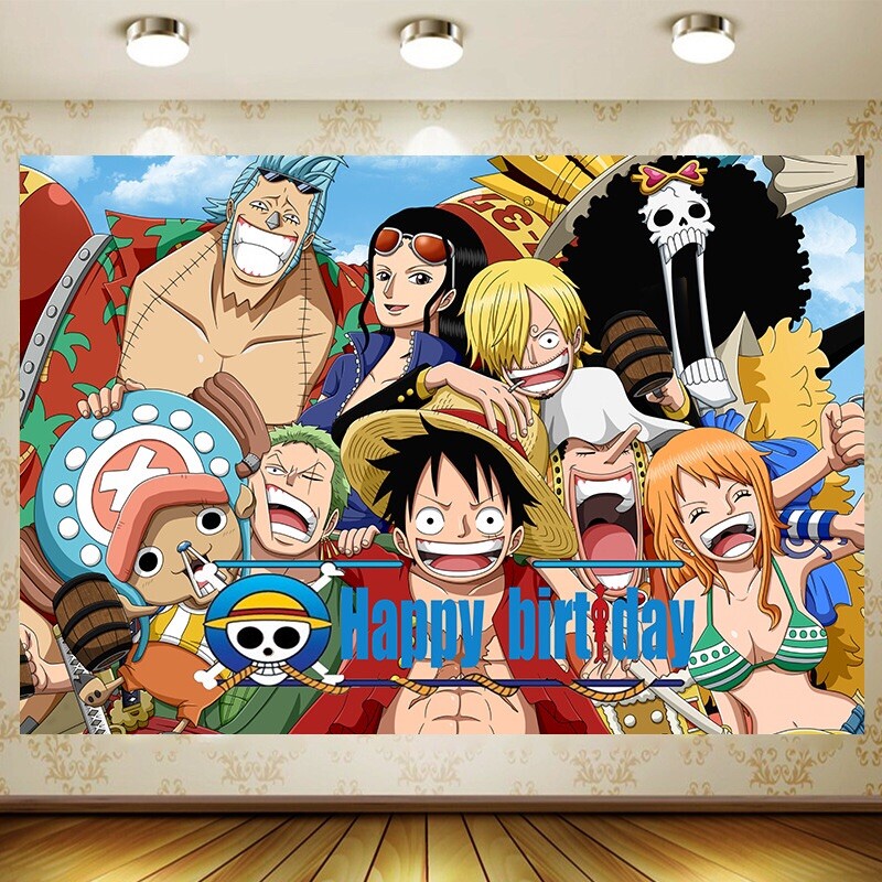 Anime Theme Birthday Party Backdrop Decoration, 5×3.5ft Happy Birthday Backdrop