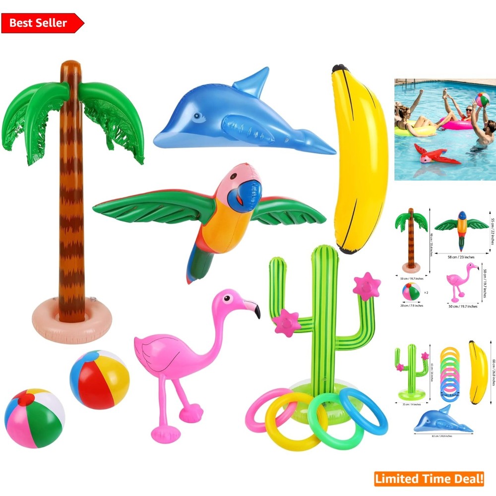 Durable PVC Inflatable Party Set: Cactus, Palm Tree & Flamingo for Beach Fun