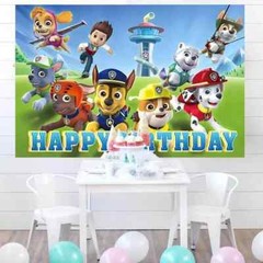 PAW Dog Happy Birthday Backdrop 5×3.5ft For Kids Birthday Party Decoration