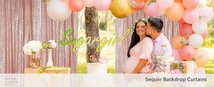 Rose Gold Sequin Backdrop Curtain 2 Panels 2FTx8FT Glitter Rose Gold Background