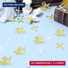 Marspark 300 Pcs Baptism Confetti Glitter Cross God Bless Table Confetti Cross D