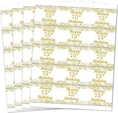 75th Birthday Water Bottle Labels; Set of 20 Waterproof Water Bottle Wrappers