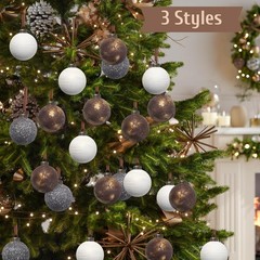 12pcs Neutral Christmas Ornaments 2.36in Velvet Hanging Balls Rustic Tree Decor