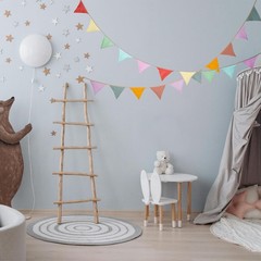 Fabric Bunting Banner, 2 Pack Handmade Neutral String Banner Each 8.5 ft 10 F…