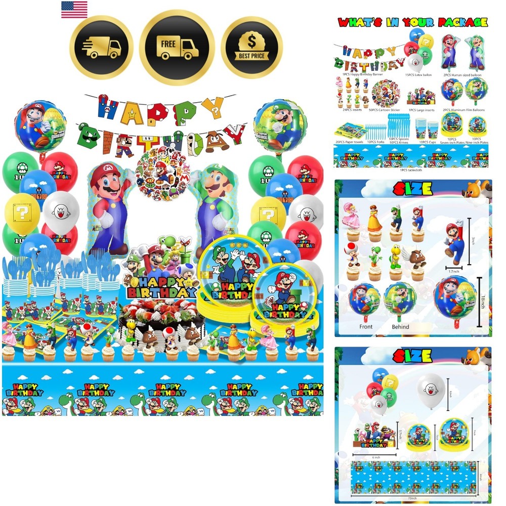 Birthday Party Supplies Set Includes Balloons Plates Cups Decorations Banner