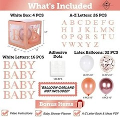 82PCS Rose Gold Baby Boxes with Letters for Baby Shower Decorations, Jumbo Cl…