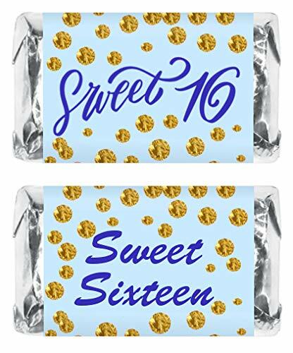 Blue 16th Birthday Miniatures Candy Bar Wrapper (Set of 60) CANDY NOT INCLUDED