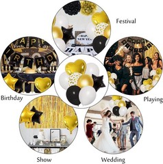 Elegant Black and Gold Birthday Decoration Kit for Milestone Celebrations