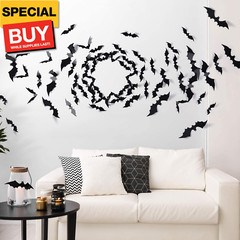 60PCS Halloween Bats Decoration, 4 Different Sizes Realistic PVC Black 3D Scary