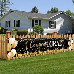 118x20inches Black Gold Large Congrats Grad Class of 2026 Banner Congrats Gra…