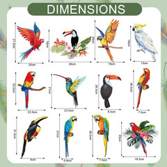 24 Pcs Tropical Birds Decorations Rio Jungle Party Decorations Luau Hawaiian Par