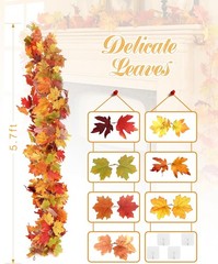 Joyhalo 2 Pack Fall Leaves Garland for Mantle, Autumn Leaf Garland Indoor