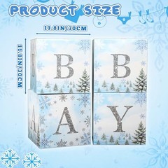 4 Pcs Winter Snowflake Blue Baby Shower Decoration Boxes with Snowflake Theme