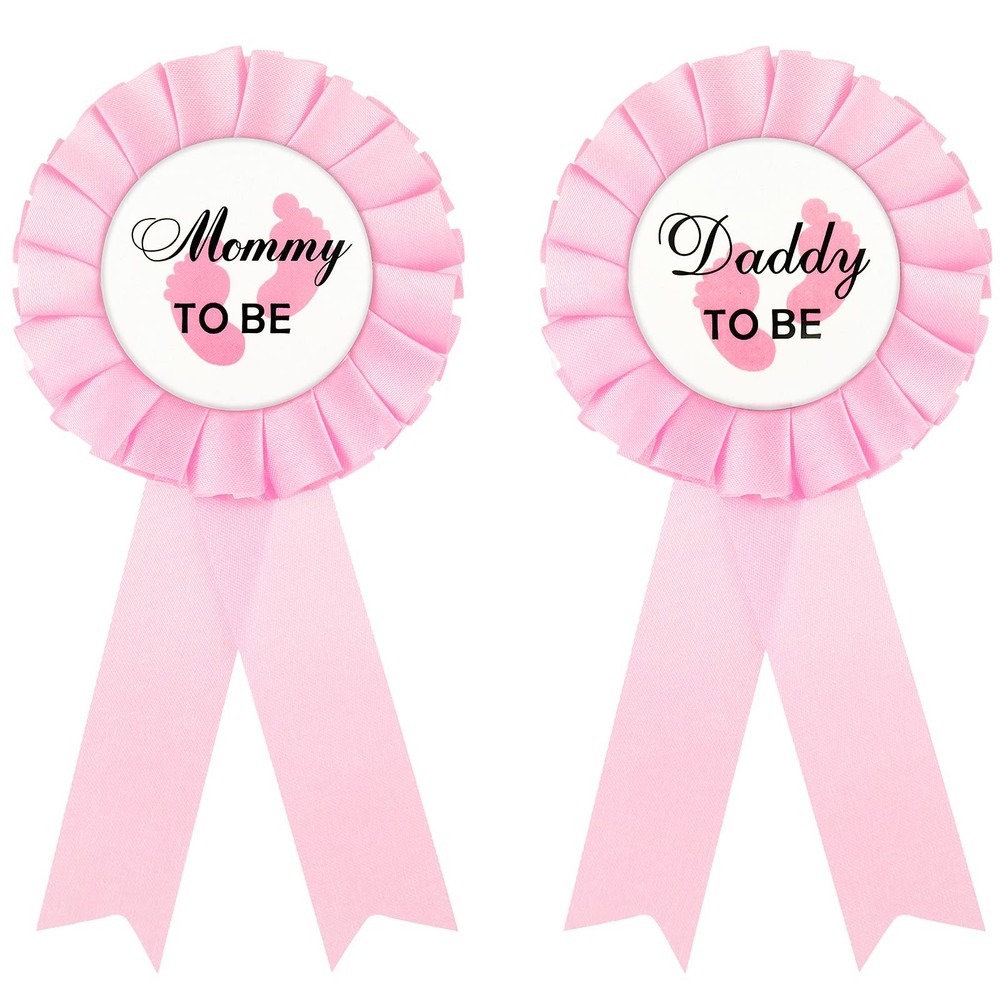 WILLBOND 2 Pieces Daddy and Mommy to Be Tinplate Badge Pin, Celebration Gende…