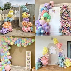 Pastel Balloon Garland Arch Kit Double Pearl Macaron Pink Blue Yellow Green P…