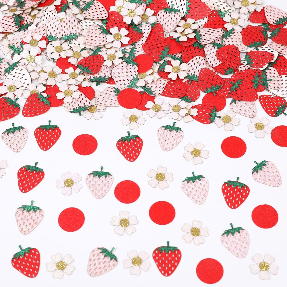 Strawberry Daisy Confetti for Birthday Baby Shower Theme Party Table Scatter