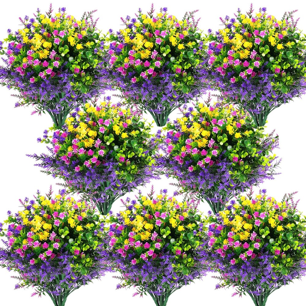 Hananona 24 Pcs Artificial Flowers Outdoor, Faux Artificial Plants UV Resista…