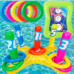 2 Sets Inflatable Pool Toss Game Combo Set Includes Ring Toss & Corn-Toss Gam…