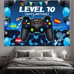 Video game Theme Backdrop Birthday Party Photo Background Decoration Home Studio