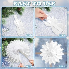 White Paper Snowflake Decorations, 9Pcs Christmas Winter Snowflake Paper Lantern