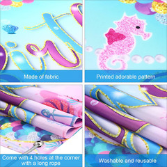 Mermaid Happy Birthday Banner under the Sea Princess Party Decor Photo Backdrop