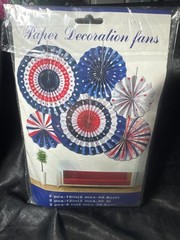 Patriotic Hanging Paper Fans Decoration Set – Red White & Blue – 2 Pcs 16″ 2 Pcs