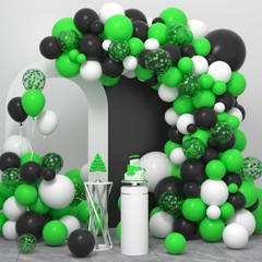 Green Black White Balloon Garland Arch Kit – Green Black White Balloons Green…