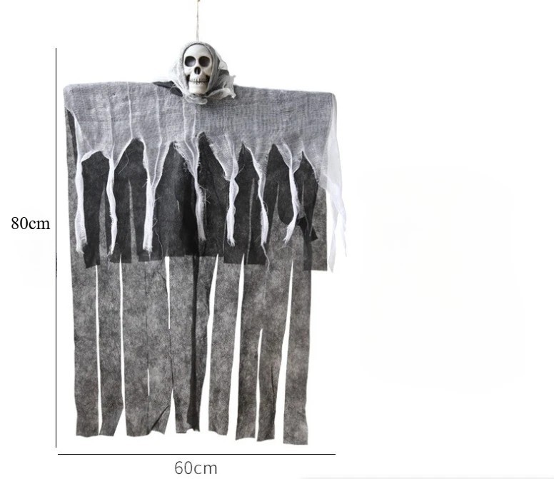 Halloween Hanging Glowing Skull Ghost Skeleton Gauze Scary Haunted House Decor