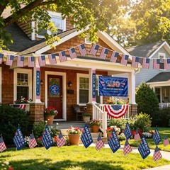 27Pcs 250th Anniversary Outdoor Decorations, Patriotic American Flag Bunting, 4t