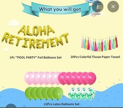 New aloha retirement balloon And Decor party kit