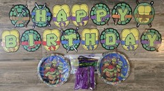 Ninja Turtles Party Set w 3x5FT Backdrop, Party Decor, and Accessories for 10