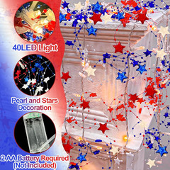 [Timer] 2 Pack 4Th of July Decorations 250Th Anniversary Red White and Blue Ligh