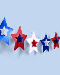 , Red, White + Blue Star Banner | 5.5 Ft. | 4th of July Garland, USA Decorati…