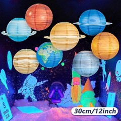 8 Pcs Solar System Planet Paper Lanterns, 12 Inches Large Paper Lantern Plane…