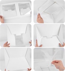 Clear Baby Shower Gift Boxes, 4 Pc, Foldable, 11.8″ Cube, BABY Letters