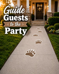 Bear Paw Sidewalk Decals 9″ Floor Stickers Party Tracks Set of 5 Outdoor Vinyl