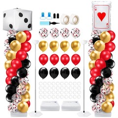 Kasyat 2 Set Casino Balloon Column Stand Kit Adjustable Red Black Gold Dice P…
