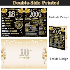 Large 18th Birthday Card With Envelope Black Gold Happy 18th Birthday Giant G…