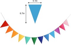 4 Strings 48PCS Rainbow Pennant Banner Flags- Colorful Triangle Felt